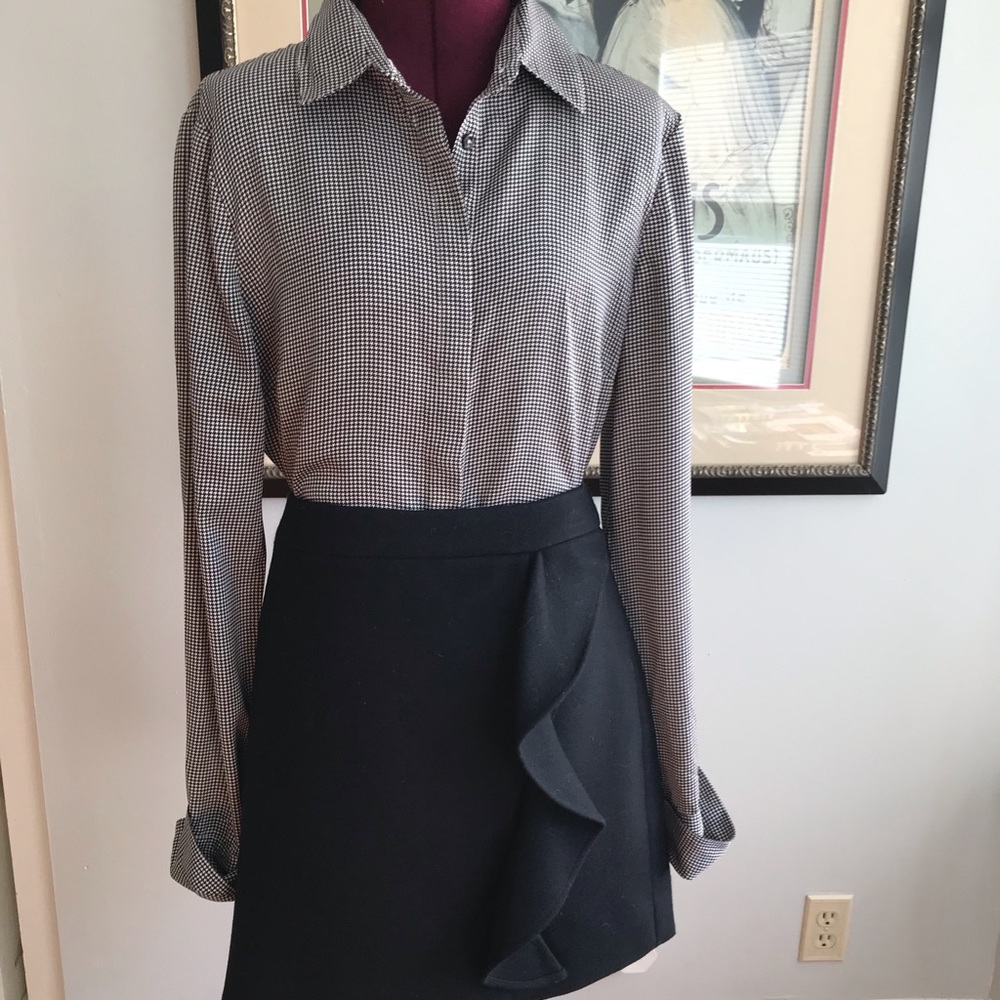 J.Crew black wool ruffled mini 12P